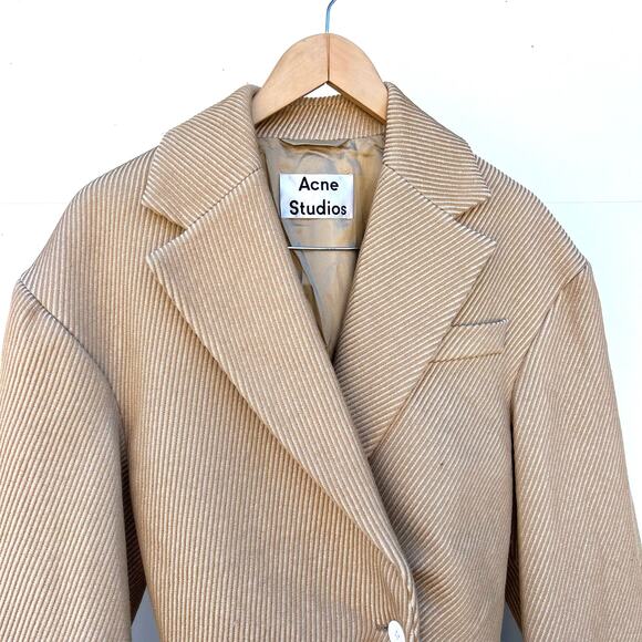 Acne Studios Beige Jumbo Twill Onesta Blazer Structured Ribbed 38 Wool 6 - Picture 9 of 12